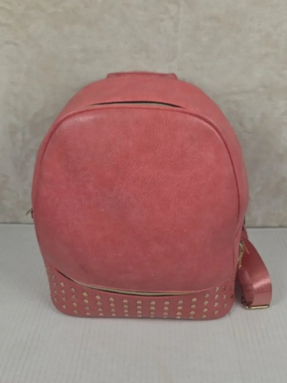 Pink Faux Leather Backpack 13x12x6